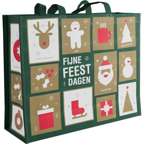 Shopper, Kerstmis, PP, Tegels, 45x 15x36cm, 