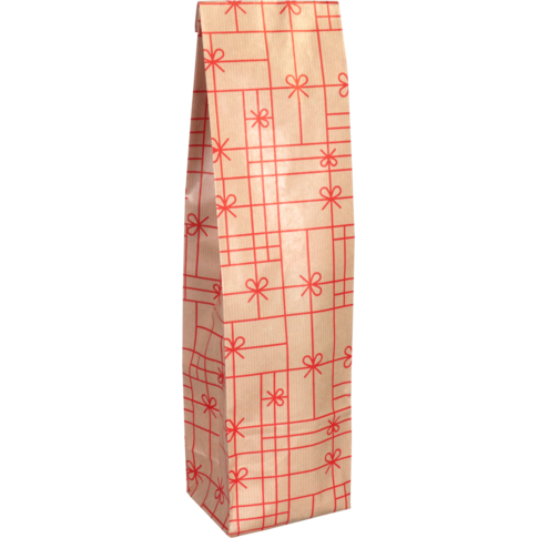 Fleszak, 10x41x8cm, Strikken, papier, bruin/rood