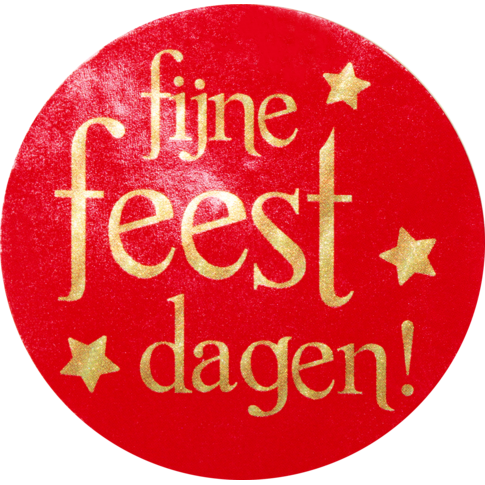 Etiket, Cadeauetiket, papier, Fijne Feestdagen, ∅45mm, rood/goud