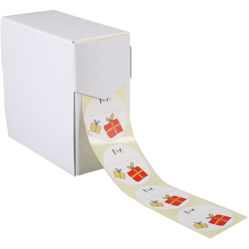 Etiket, Cadeauetiket, papier, Voor.., ∅40mm, rood/geel/wit