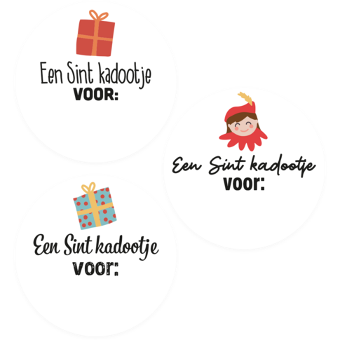 Etiket, papier, Een Sintkadootje voor:, ∅45mm, assorti