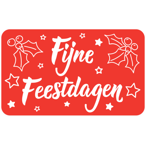 Etiket, papier, Fijne Feestdagen, permanent, 50x30mm, wit/rood