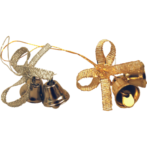 Kerstbel, met strik en koord, PP, zilver