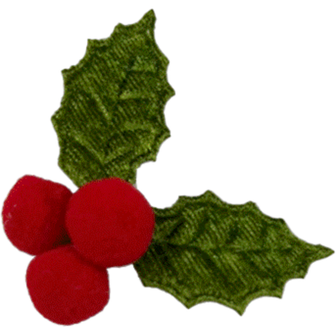 Decoratiesticker, Hulstblad met besjes, PE, rood/groen