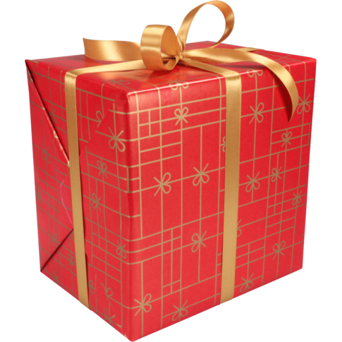 Cadeaupapier, 50cm, 200m, 80gr/m², Strikken, rood/goud