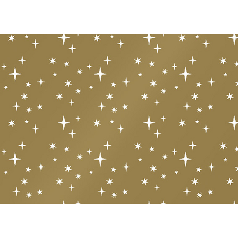 Cadeaupapier, 30cm, 200m, 80gr/m², Sterren, goud/wit