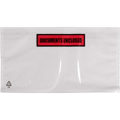 SendProof® Envelop, paklijstenvelop, documents enclosed, 225x122mm, DL, zelfklevend, lDPE, wit/transparant