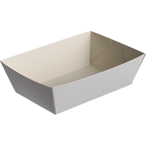 Bak, Karton + kleicoating, KA9, snackbak, 11x7x4cm, wit