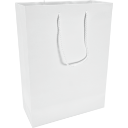 Tas, Papier, met koord, 27x 12x37cm, draagtas, wit