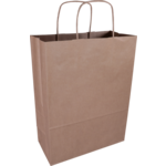 Tas, Kraftpapier, gedraaid papieren koord, 26x 12x34cm, draagtas, bruin