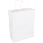 Tas, Kraftpapier, gedraaid papieren koord, 26x 12x34cm, draagtas, wit
