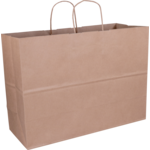 Tas, Kraftpapier, gedraaid papieren koord, 45x 17x33cm, draagtas, bruin