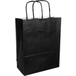 Tas, Kraftpapier, gedraaid papieren koord, 18x 8x24cm, draagtas, zwart