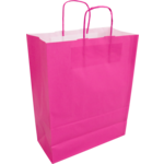 Tas, Kraftpapier, gedraaid papieren koord, 26x 12x35cm, draagtas, roze
