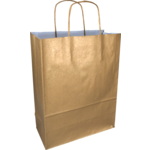 Tas, Kraftpapier, gedraaid papieren koord, 26x 12x35cm, draagtas, goud
