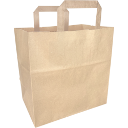 Tas, Papier, platte handgreep, 26x 16x26cm, draagtas, bruin