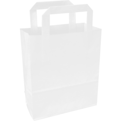 Tas, Papier, platte handgreep, 18x 8x22cm, draagtas, wit