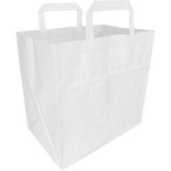 Tas, Papier, platte handgreep, 26x 17x25cm, draagtas, wit