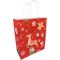 Tas, Hert, Papier, gedraaid papieren koord, 18x 8x22cm, draagtas, rood