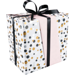 Cadeaupapier, 30cm, 200m, 80gr/m², Confetti, zilver/goud/zwart