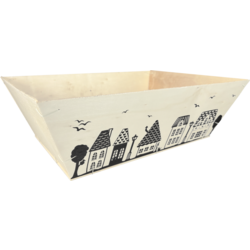 Mand, hout, 42.5x30x13.5cm, vierkant, naturel