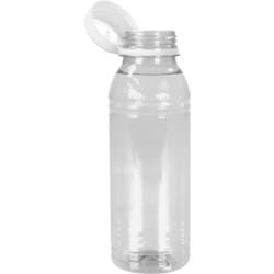 Fles, petfles, Gerecycled PET, met vaste dop, 330ml, transparant/wit
