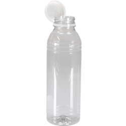 Fles, petfles, Gerecycled PET, met vaste dop, 500ml, transparant/wit