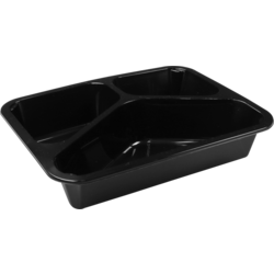 Bak, PP, 3-vaks, spuitgiet, menubak, 228x178x45mm, zwart