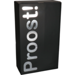  Flesdoos, Proost!, golfkarton, 2 flessen, 190x95x330mm, zwart/zilver