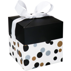  Pop-updoos, Confetti, karton, 10x10x10cm, zilver/goud/zwart