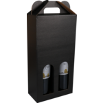 Draagkarton, Basic line, 2 flessen, golfkarton, zwart