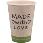  Beker, Made with Love, Bamboepapier + PE, 180ml, 7.5oz, Ø70.3mm, 