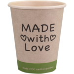  Beker, Made with Love, Bamboepapier + PE, 250ml, 8oz, Ø80mm, 
