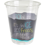 Depa, Milkshakebeker, ICE is (N)ICE, Gerecycled PET, 300ml, 12oz, Ø90mm, transparant/blauw