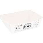 Bak, Karton + kleicoating, A7, TASTY, snackbak, 90x70x35mm, wit