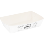 Bak, Karton + kleicoating, A9, TASTY, snackbak, 120x70x35mm, wit