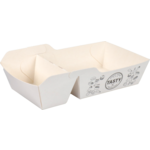 Bak, Karton + kleicoating, A23, TASTY, snackbak, 120x70x35mm, wit