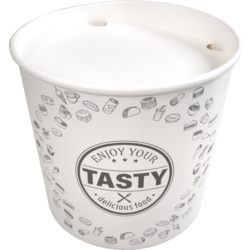 Bak, Karton + PE, 2150ml, TASTY, incl. deksel, foodbucket, 160mm, wit