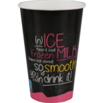 Depa, Milkshakebeker, ICE is (N)ICE, Karton + PE, 400ml, 16oz, Ø90mm, zwart/roze