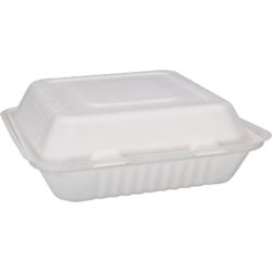 Depa Bak, Bagasse (suikerrietpulp), 3-vaks, 1200ml, maaltijdbox, 23x23x7.8cm, wit