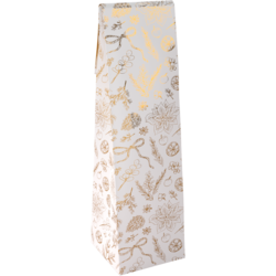 Fleszak, 9.5x41x9.5cm, Botanical, papier + PE, wit/goud
