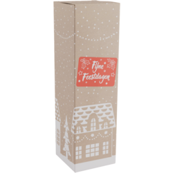  Flesdoos, Huisjes, karton, 1 fles, 95x95x330mm, Kerstmis, 