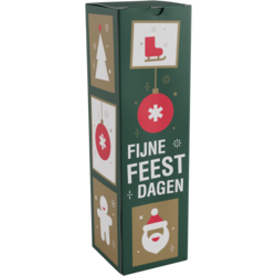  Flesdoos, Tegels, karton + PP, 1 fles, 330x95x95mm, Kerstmis, 