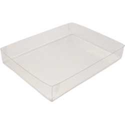 Deksel, chocoladeletterdoos GK7, PET, rechthoekig, 200x145x19mm, transparant