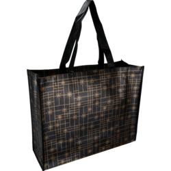 Shopper, PP, Strikken, 45x 15x36cm, zwart/goud