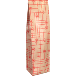 Fleszak, 10x41x8cm, Strikken, papier, bruin/rood