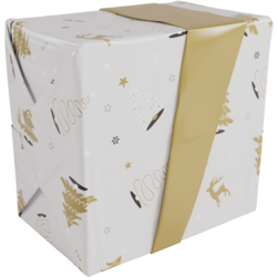 Cadeaupapier, 30cm, 200m, 80gr/m², Wonderful Time, grijs/goud