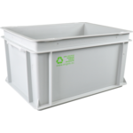 Bak, HDPE, gesloten handgreep, transportbak, 400x300x220mm, grijs